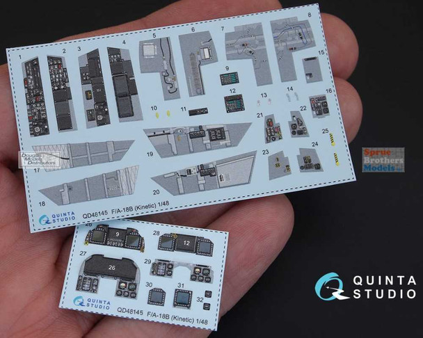 QTSQD48145 1:48 Quinta Studio Interior 3D Decal - F-18B Hornet (KIN kit)