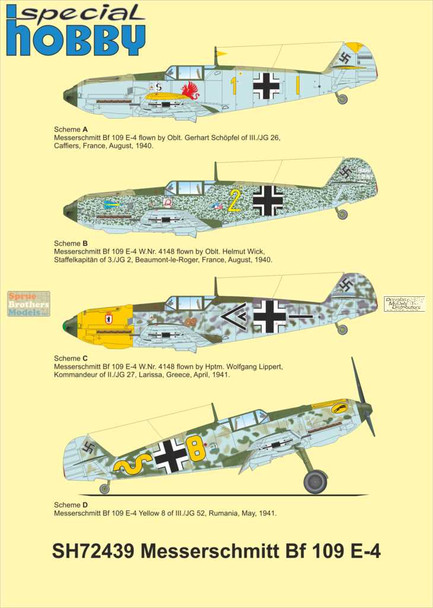 SPH72439 1:72 Special Hobby Messerschmitt Bf109E-4