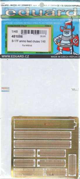 EDU481056 1:48 Eduard PE - B-17F Flying Fortress Ammo Feed Chutes (HKM kit)