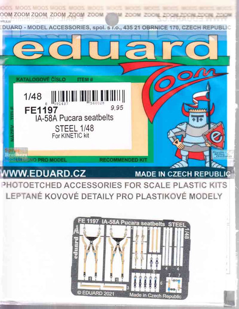 EDUFE1197 1:48 Eduard Color Zoom PE - IA-58A Pucara Seatbelts [STEEL] (KIN kit)