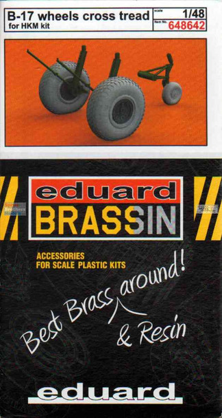 EDU648642 1:48 Eduard Brassin B-17 Flying Fortress Wheels Cross Tread (HKM kit)