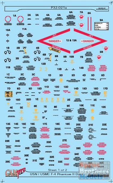 CAMMS32003 1:32 MilSpec Decals - F-4B Phantom II VF-84 Jolly Rogers USS Independence 1965