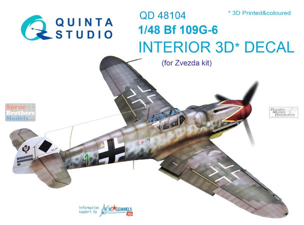 QTSQD48104 1:48 Quinta Studio Interior 3D Decal - Bf109G-6 (ZVE kit)