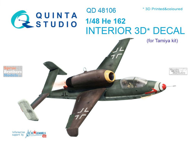 QTSQD48106 1:48 Quinta Studio Interior 3D Decal - He162 (TAM kit)