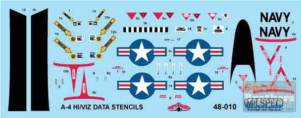 CAMMS48010 1:48 MilSpec Decals - A-4 Skyhawk Hi Viz Data Stencils