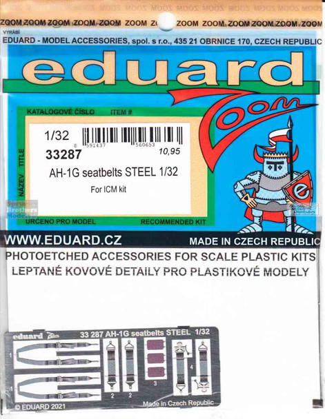 EDU33287 1:32 Eduard Color Zoom PE - AH-1G Cobra Seatbelts [STEEL] (ICM kit)