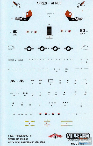 CAMMS72013 1:72 MilSpec Decals - A-10A Thunderbolt II 917th TFW Barksdale AFB 1988