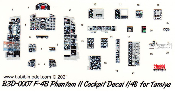BBBB3D0007 1:48 Babibi Model 3D Cockpit Detail Set - F-4B Phantom II (TAM kit)