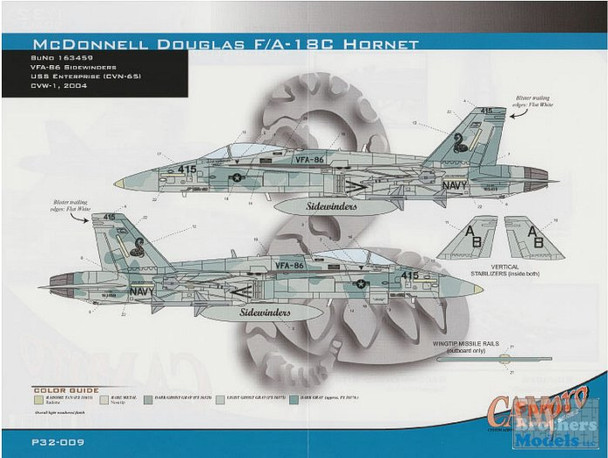 CAMP32009 1:32 CAM Pro Decals - F-18C Hornet VFA-86 Sidewinders 2004