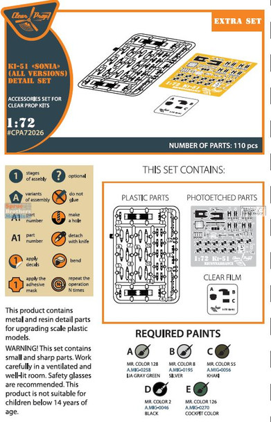 CLPCPA72026A 1:72 Clear Prop Models Ki-51 Sonia Detail Set (CLP kit)