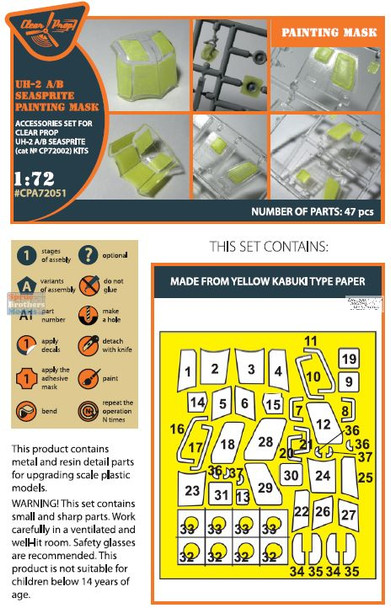 CLPCPA72051A 1:72 Clear Prop Models UH-2A UH-2B Seasprite Painting Mask (CLP kit)