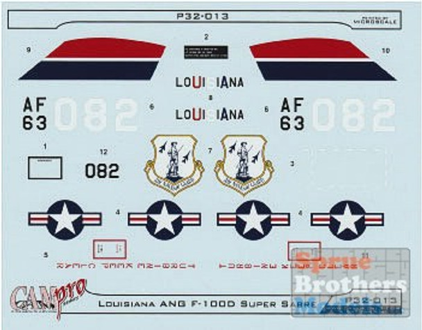 CAMP32013 1:32 CAM Pro Decals - F-100D Super Sabre 122TFS Louisiana ANG