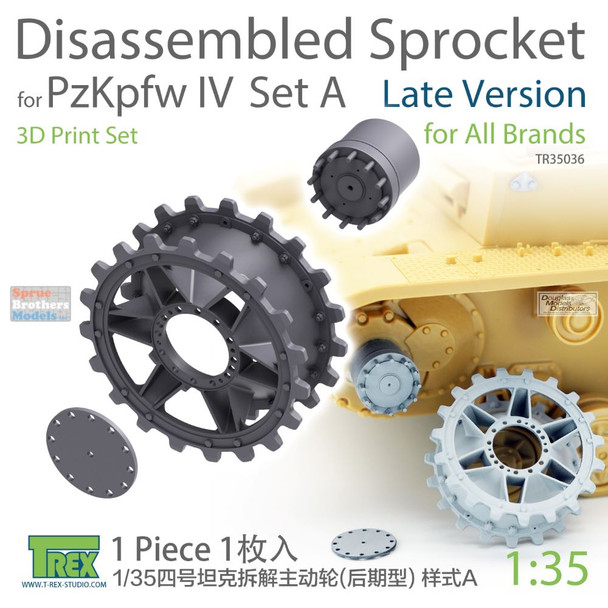 TRXTR35036 1:35 TRex - Disassembled Panzer PzKpfw IV Sprocket Late Version Set A