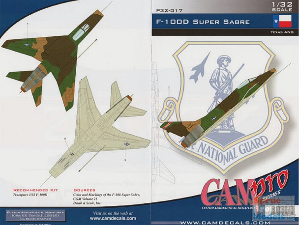 CAMP32017 1:32 CAM Pro Decals - F-100D Super Sabre Texas ANG