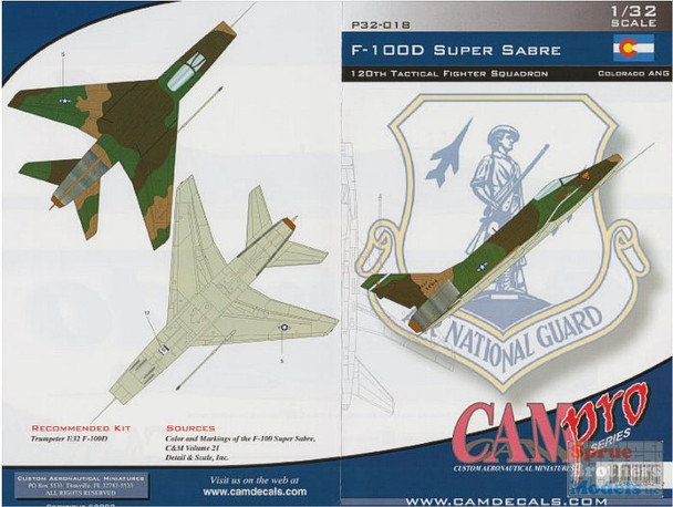 CAMP32018 1:32 CAM Pro Decals - F-100D Super Sabre 120TFS Colorado ANG