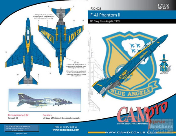 CAMP32023 1:32 CAM Pro Decals - F-4J Phantom II Blue Angels 1969