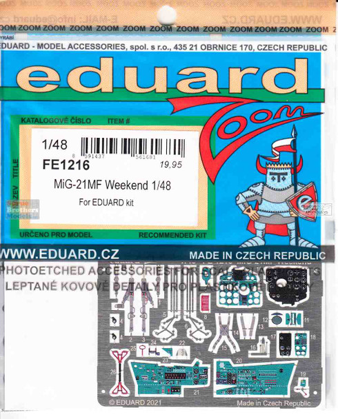 EDUFE1216 1:48 Eduard Color Zoom PE - MiG-21MF Fishbed Weekend  (EDU kit)