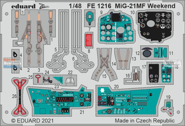 EDUFE1216 1:48 Eduard Color Zoom PE - MiG-21MF Fishbed Weekend  (EDU kit)