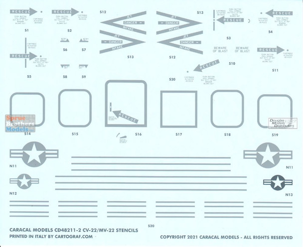 CARCD48211 1:48 Caracal Models Decals - CV-22 MV-22 Osprey Part 2