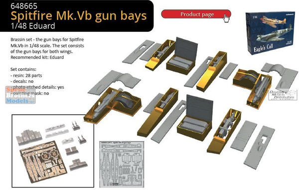 EDU648665 1:48 Eduard Brassin Spitfire Mk.Vb Gun Bays (EDU kit)