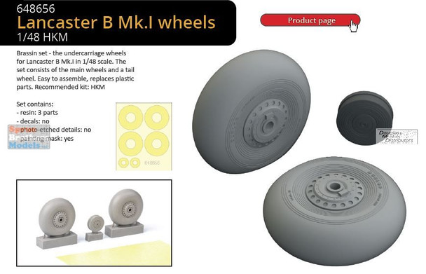 EDU648656 1:48 Eduard Brassin Lancaster B Mk.I Wheels (HKM kit)