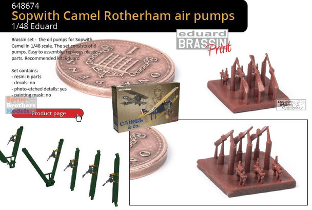 EDU648674 1:48 Eduard Brassin Sopwith Camel Rotherdam Air Pumps (EDU kit)