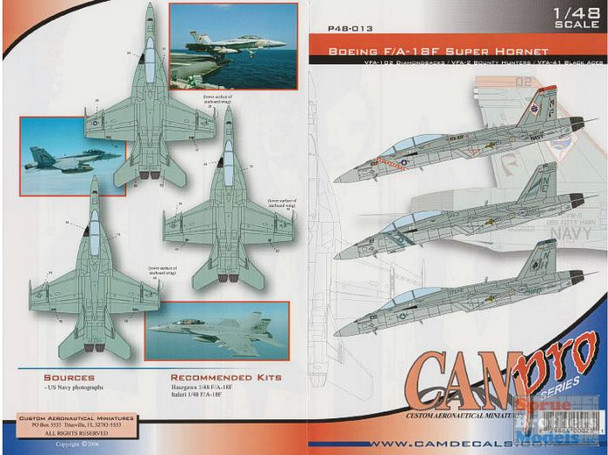 CAMP48013 1:48 CAM Pro Decals - F-18F Super Hornet VFA-102 Diamondbacks VFA-2 Bounty Hunters VFA-41 Black Aces