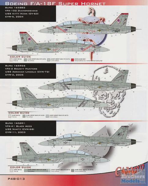 CAMP48013 1:48 CAM Pro Decals - F-18F Super Hornet VFA-102 Diamondbacks VFA-2 Bounty Hunters VFA-41 Black Aces