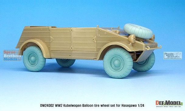 DEFDW24002 1:24 DEF Model Kubelwagen Balloon Tire Sagged Wheel Set (HAS kit)