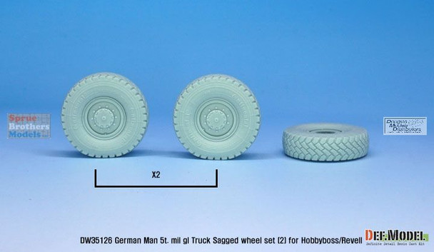 DEFDW35126 1:35 DEF Model German MAN 5t Milgl Truck Continental HCS Sagged Wheel Set (HBS/REV kit)