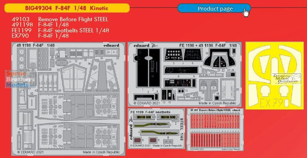EDUBIG49304 1:48 Eduard BIG ED F-84F Thunderstreak Super Detail Set (KIN kit)