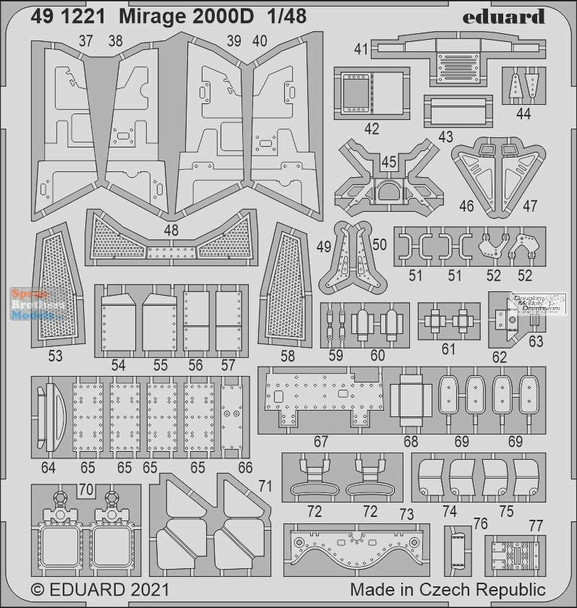 EDU491221 1:48 Eduard Color PE - Mirage 2000D Detail Set (KIN kit)