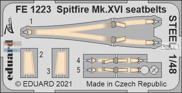EDUFE1223 1:48 Eduard Color Zoom PE - Spitfire Mk.XVI Seatbelts [STEEL] (EDU kit)