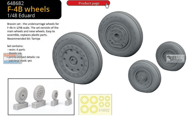 EDU648682 1:48 Eduard Brassin F-4B Phantom II Wheels (EDU kit)