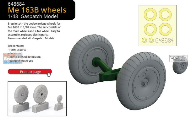 EDU648684 1:48 Eduard Brassin Me163B Wheels (GPT kit)