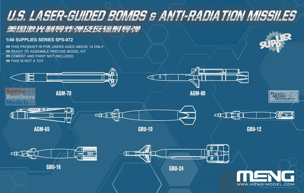 MNGSPS072 1:48 Meng US Laser Guided Bombs & Anti-Radiation Missiles Set