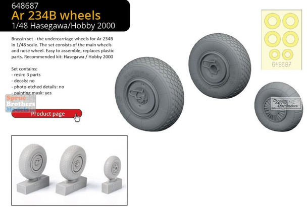 EDU648687 1:48 Eduard Brassin Ar234B Blitz Wheels (HAS/H2K kit)