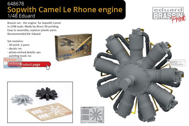 EDU648678 1:48 Eduard Brassin Print - Sopwith Camel Le Rhone Engine (EDU kit)