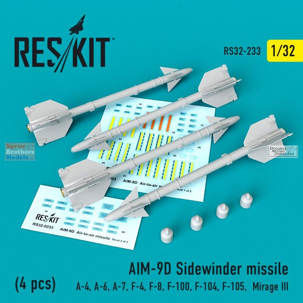 RESRS320233 1:32 ResKit AIM-9D Sidewinder Missile Set