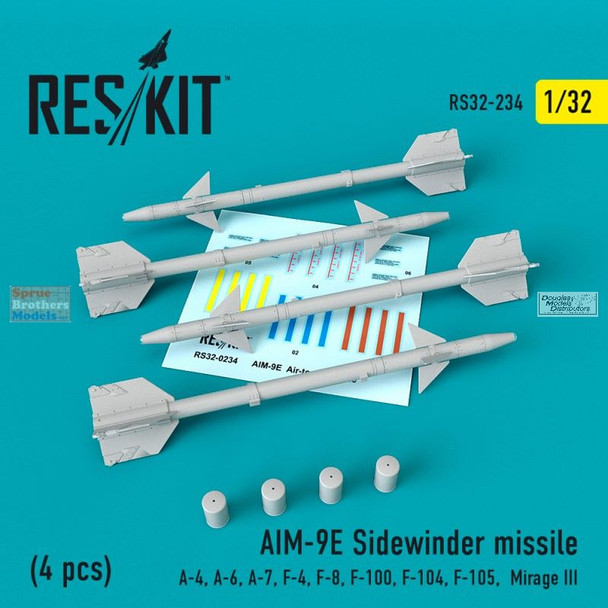 RESRS320234 1:32 ResKit AIM-9E Sidewinder Missile Set