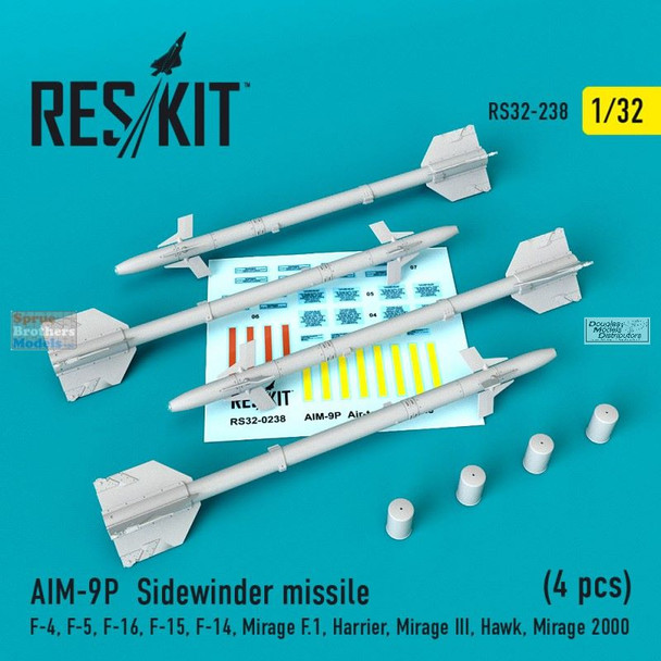 RESRS320238 1:32 ResKit AIM-9P Sidewinder Missile Set