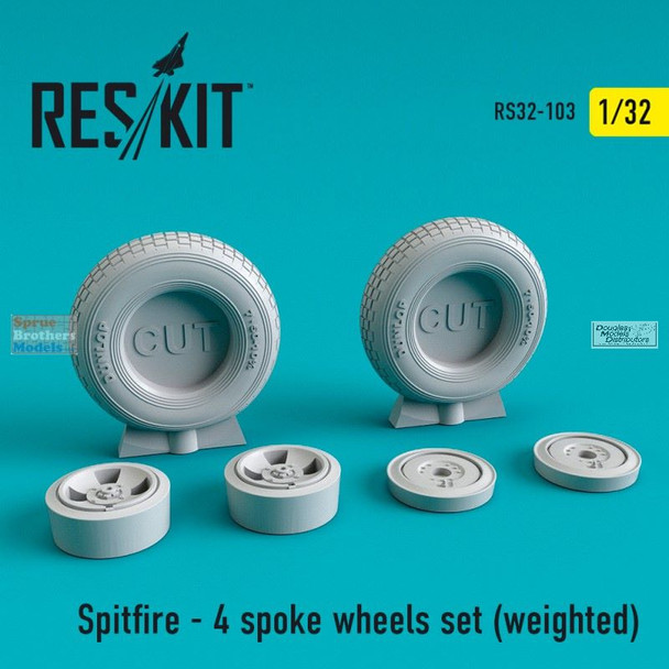 RESRS320103 1:32 ResKit Spitfire 4-spoke Wheels Set