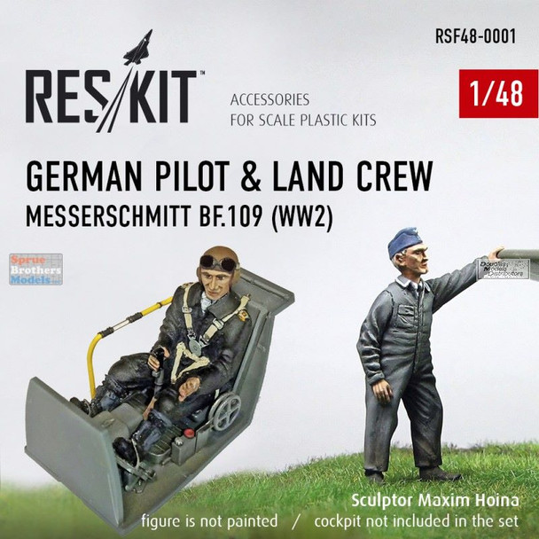 RESRSF480001F 1:48 ResKit WWII German Pilot & Land Crew (for Bf.109)