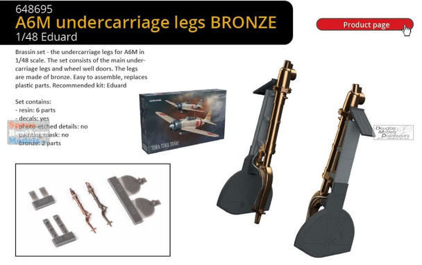 EDU648695 1:48 Eduard Brassin A6M Zero Undercarriage Legs / Landing Gear [Bronze] (EDU kit)