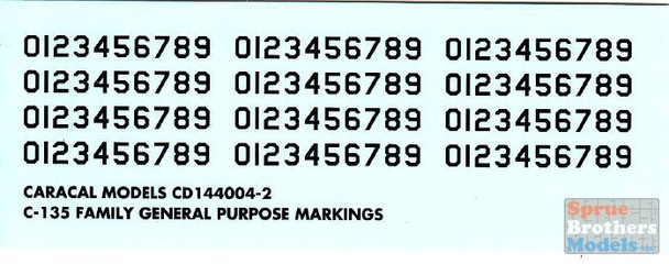 CARCD144004 1:144 Caracal Models Decals - C-135 Family General Purpose Markings