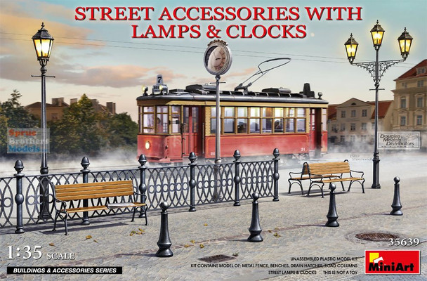 MIA35639 1:35 Miniart Street Accessories With Lamps & Clocks