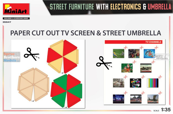 MIA35647 1:35 Miniart Street Furniture With Electronics & Umbrella