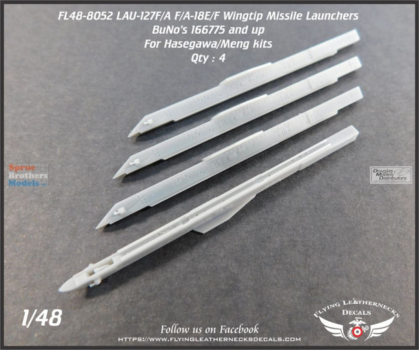 ORDFL488052 1:48 Flying Leathernecks LAU-127FA Wingtip Missile Launcher Set for F-18E F018F Super Hornet BuNo 166775+ (MNG/HAS kit)