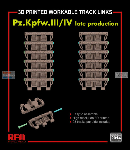 RFMRM2014 1:35 Rye Field Model Panzer Pz.Kpfw.III/IV Late Workable Track Links Set