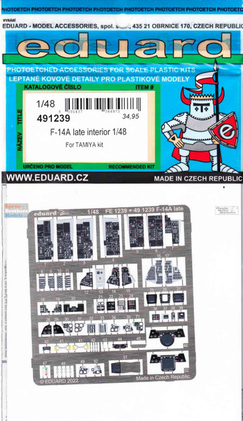 EDU491239 1:48 Eduard PE - F-14A Tomcat Late Interior Detail Set (TAM kit)